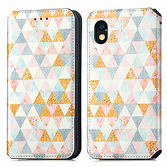 Leather Case Stands Fashionable Pattern Flip Cover Holder S02D for Sony Xperia Ace III SO-53C White