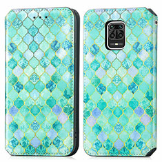 Leather Case Stands Fashionable Pattern Flip Cover Holder S02D for Xiaomi Poco M2 Pro Green