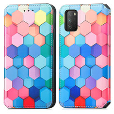 Leather Case Stands Fashionable Pattern Flip Cover Holder S02D for Xiaomi Poco M3 Colorful