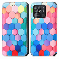 Leather Case Stands Fashionable Pattern Flip Cover Holder S02D for Xiaomi Redmi 10 Power Colorful