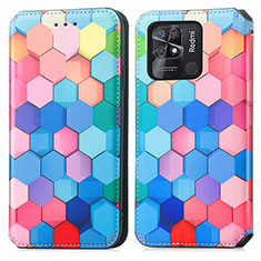 Leather Case Stands Fashionable Pattern Flip Cover Holder S02D for Xiaomi Redmi 10C 4G Colorful