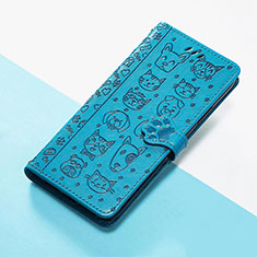 Leather Case Stands Fashionable Pattern Flip Cover Holder S03D for Google Pixel 4a 5G Blue