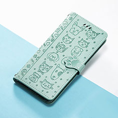 Leather Case Stands Fashionable Pattern Flip Cover Holder S03D for Google Pixel 5 XL 5G Green