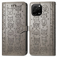 Leather Case Stands Fashionable Pattern Flip Cover Holder S03D for Huawei Enjoy 50z Gray