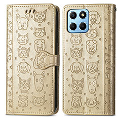 Leather Case Stands Fashionable Pattern Flip Cover Holder S03D for Huawei Honor 70 Lite 5G Gold