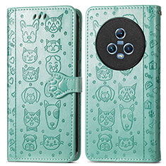 Leather Case Stands Fashionable Pattern Flip Cover Holder S03D for Huawei Honor Magic5 5G Green