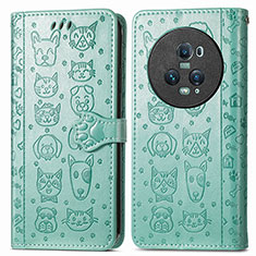 Leather Case Stands Fashionable Pattern Flip Cover Holder S03D for Huawei Honor Magic5 Pro 5G Green