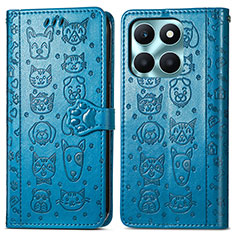 Leather Case Stands Fashionable Pattern Flip Cover Holder S03D for Huawei Honor X6a Blue
