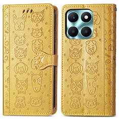 Leather Case Stands Fashionable Pattern Flip Cover Holder S03D for Huawei Honor X6a Yellow