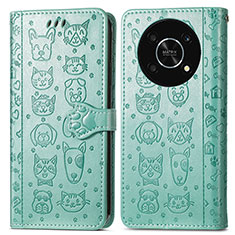 Leather Case Stands Fashionable Pattern Flip Cover Holder S03D for Huawei Nova Y90 Green