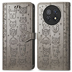 Leather Case Stands Fashionable Pattern Flip Cover Holder S03D for Huawei Nova Y91 Gray