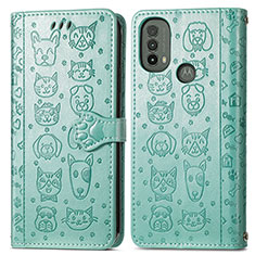 Leather Case Stands Fashionable Pattern Flip Cover Holder S03D for Motorola Moto E20 Green