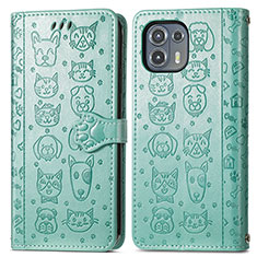 Leather Case Stands Fashionable Pattern Flip Cover Holder S03D for Motorola Moto Edge 20 Lite 5G Green