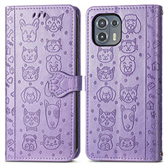 Leather Case Stands Fashionable Pattern Flip Cover Holder S03D for Motorola Moto Edge 20 Lite 5G Purple