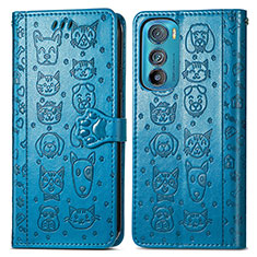 Leather Case Stands Fashionable Pattern Flip Cover Holder S03D for Motorola Moto Edge 30 5G Blue