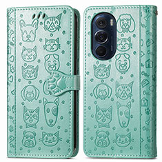 Leather Case Stands Fashionable Pattern Flip Cover Holder S03D for Motorola Moto Edge 30 Pro 5G Green