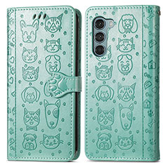 Leather Case Stands Fashionable Pattern Flip Cover Holder S03D for Motorola Moto Edge S30 5G Green