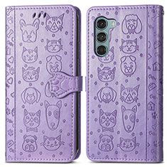 Leather Case Stands Fashionable Pattern Flip Cover Holder S03D for Motorola Moto Edge S30 5G Purple