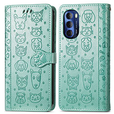Leather Case Stands Fashionable Pattern Flip Cover Holder S03D for Motorola Moto G Stylus (2022) 5G Green