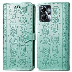 Leather Case Stands Fashionable Pattern Flip Cover Holder S03D for Motorola Moto G13 Green
