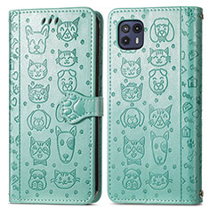 Leather Case Stands Fashionable Pattern Flip Cover Holder S03D for Motorola Moto G50 5G Green