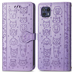 Leather Case Stands Fashionable Pattern Flip Cover Holder S03D for Motorola Moto G50 5G Purple