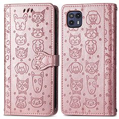 Leather Case Stands Fashionable Pattern Flip Cover Holder S03D for Motorola Moto G50 5G Rose Gold