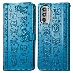 Leather Case Stands Fashionable Pattern Flip Cover Holder S03D for Motorola Moto G71s 5G Blue