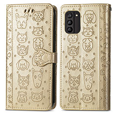 Leather Case Stands Fashionable Pattern Flip Cover Holder S03D for Nokia G100 Gold