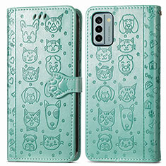 Leather Case Stands Fashionable Pattern Flip Cover Holder S03D for Nokia G22 Green