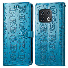 Leather Case Stands Fashionable Pattern Flip Cover Holder S03D for OnePlus 10 Pro 5G Blue