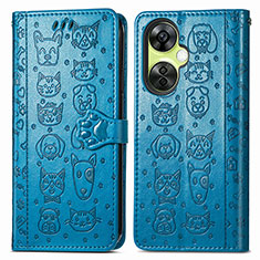 Leather Case Stands Fashionable Pattern Flip Cover Holder S03D for OnePlus Nord CE 3 5G Blue