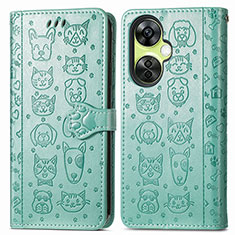 Leather Case Stands Fashionable Pattern Flip Cover Holder S03D for OnePlus Nord CE 3 5G Green