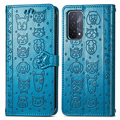 Leather Case Stands Fashionable Pattern Flip Cover Holder S03D for OnePlus Nord N200 5G Blue