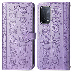 Leather Case Stands Fashionable Pattern Flip Cover Holder S03D for OnePlus Nord N200 5G Purple