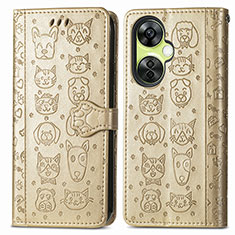 Leather Case Stands Fashionable Pattern Flip Cover Holder S03D for OnePlus Nord N30 5G Gold