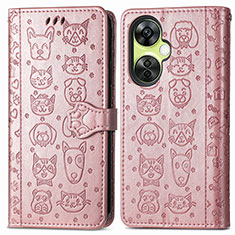 Leather Case Stands Fashionable Pattern Flip Cover Holder S03D for OnePlus Nord N30 5G Rose Gold
