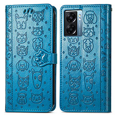 Leather Case Stands Fashionable Pattern Flip Cover Holder S03D for OnePlus Nord N300 5G Blue