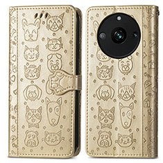 Leather Case Stands Fashionable Pattern Flip Cover Holder S03D for Realme 11 Pro 5G Gold