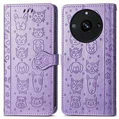 Leather Case Stands Fashionable Pattern Flip Cover Holder S03D for Realme 11 Pro 5G Purple