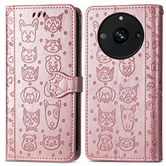 Leather Case Stands Fashionable Pattern Flip Cover Holder S03D for Realme 11 Pro 5G Rose Gold
