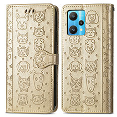 Leather Case Stands Fashionable Pattern Flip Cover Holder S03D for Realme 9 5G Gold