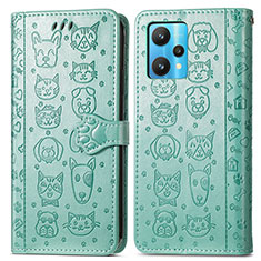 Leather Case Stands Fashionable Pattern Flip Cover Holder S03D for Realme 9 5G Green