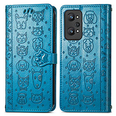 Leather Case Stands Fashionable Pattern Flip Cover Holder S03D for Realme GT Neo 3T 5G Blue