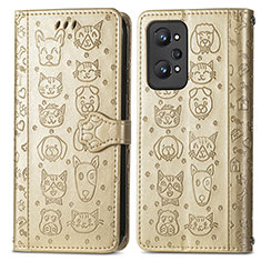Leather Case Stands Fashionable Pattern Flip Cover Holder S03D for Realme GT Neo 3T 5G Gold