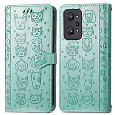 Leather Case Stands Fashionable Pattern Flip Cover Holder S03D for Realme GT Neo 3T 5G Green