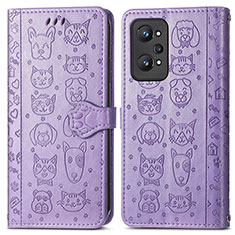 Leather Case Stands Fashionable Pattern Flip Cover Holder S03D for Realme GT Neo 3T 5G Purple