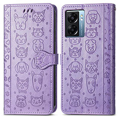 Leather Case Stands Fashionable Pattern Flip Cover Holder S03D for Realme Narzo 50 5G Purple