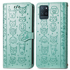 Leather Case Stands Fashionable Pattern Flip Cover Holder S03D for Realme V11s 5G Green