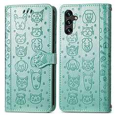 Leather Case Stands Fashionable Pattern Flip Cover Holder S03D for Samsung Galaxy A04s Green